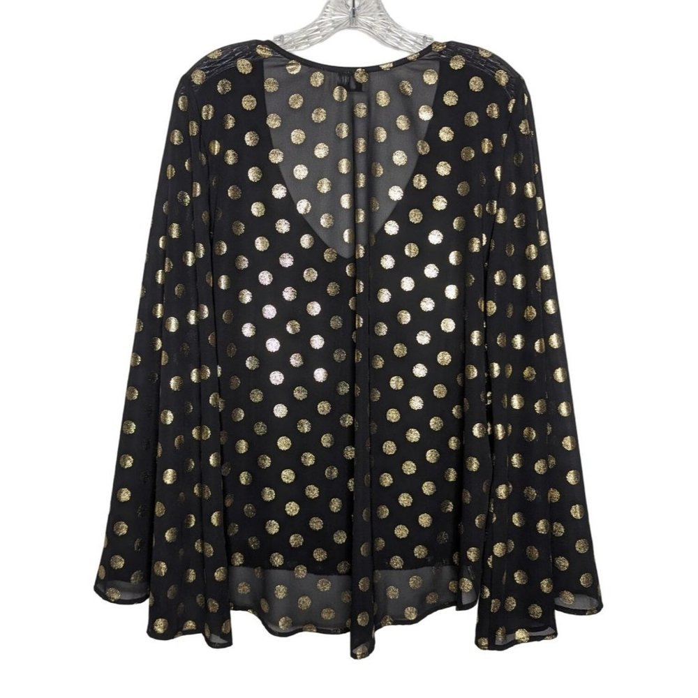 Show Me Your‎ Mumu black with gold polka dots long bell sleeves Flowly Tunic L - Picture 9 of 11